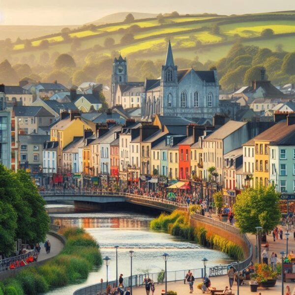 City of Cork with a sunny sky, symbolizing luck and prosperity in the Cork EuroMillions Syndicate.