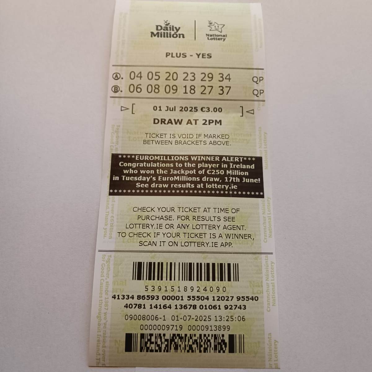 Lotto Euromillions Syndicate by Lucky Syndicates for the 01 July 2025 draw – Coupon 21