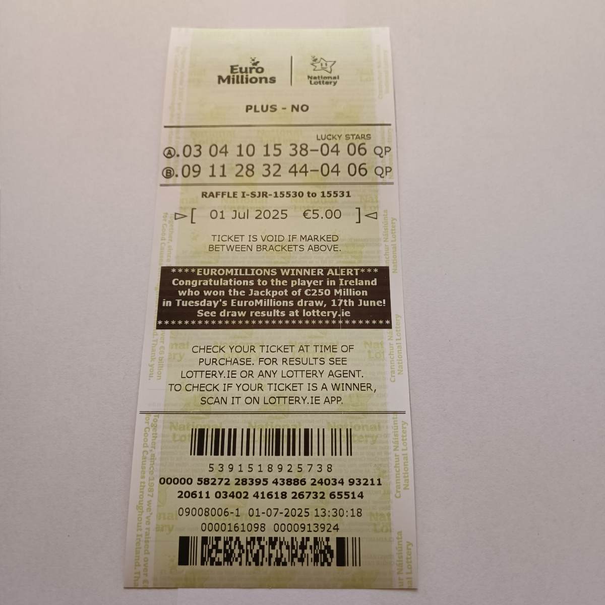 Lotto Euromillions Syndicate by Lucky Syndicates for the 01 July 2025 draw – Coupon 27