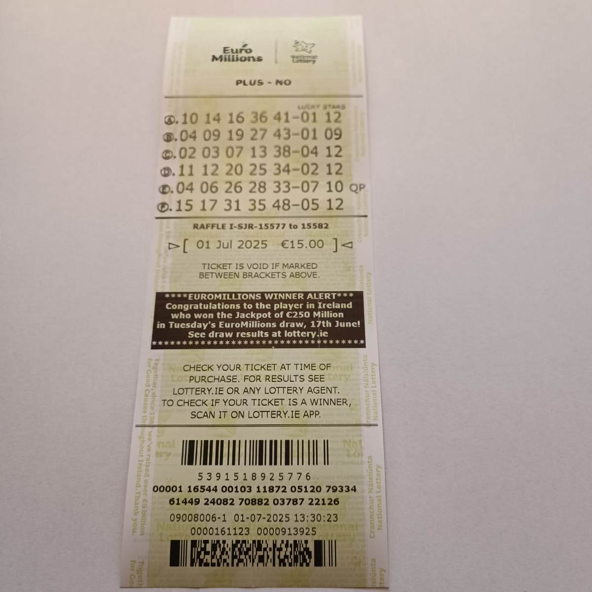 Lotto Euromillions Syndicate by Lucky Syndicates for the 01 July 2025 draw – Coupon 28