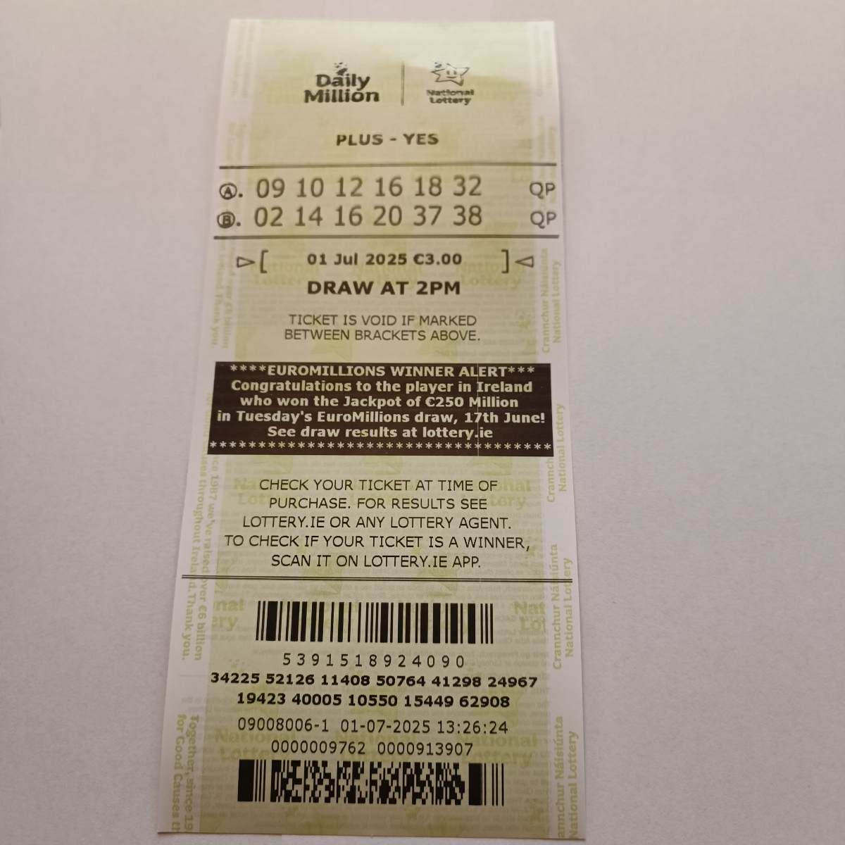 Lotto Euromillions Syndicate by Lucky Syndicates for the 01 July 2025 draw – Coupon 32