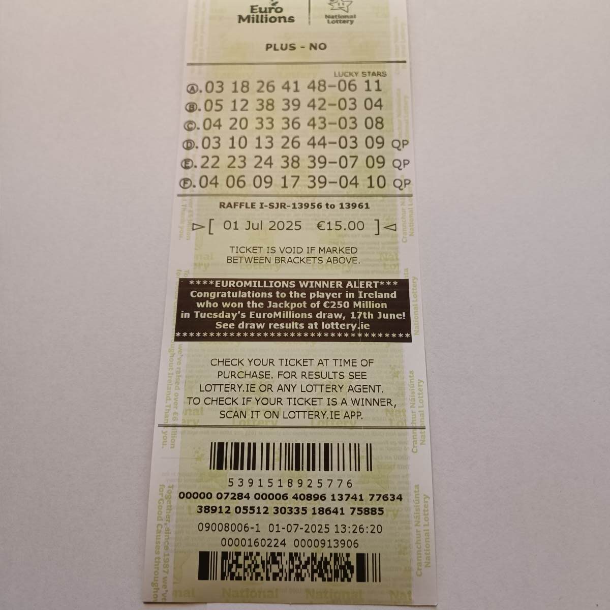 Lotto Euromillions Syndicate by Lucky Syndicates for the 01 July 2025 draw – Coupon 33