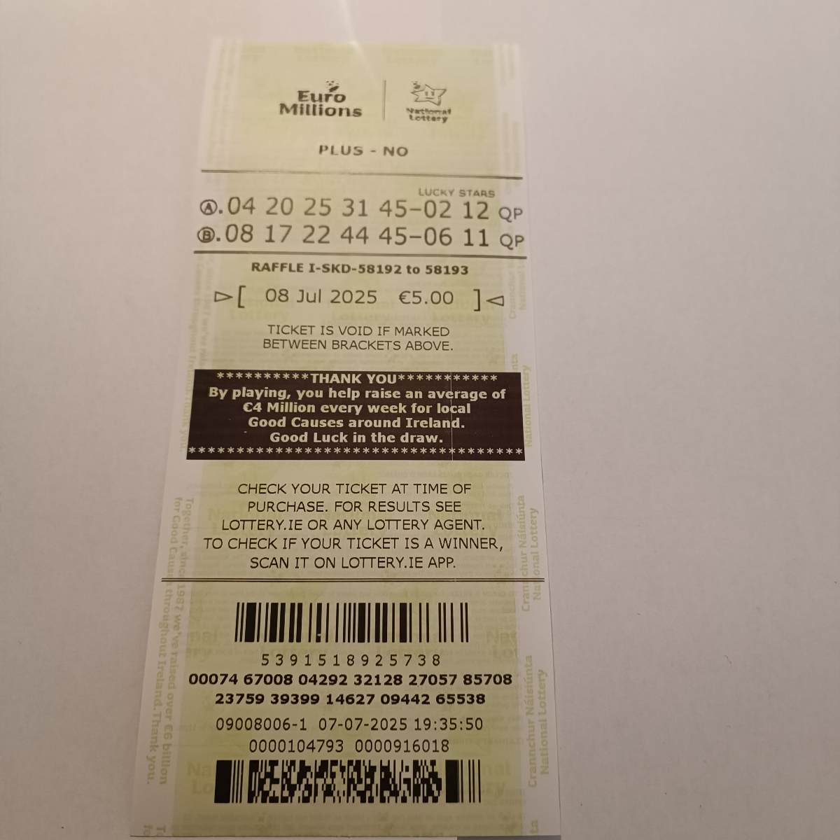 Lotto Euromillions Syndicate by Lucky Syndicates for the 08 July 2025 draw – Coupon 13