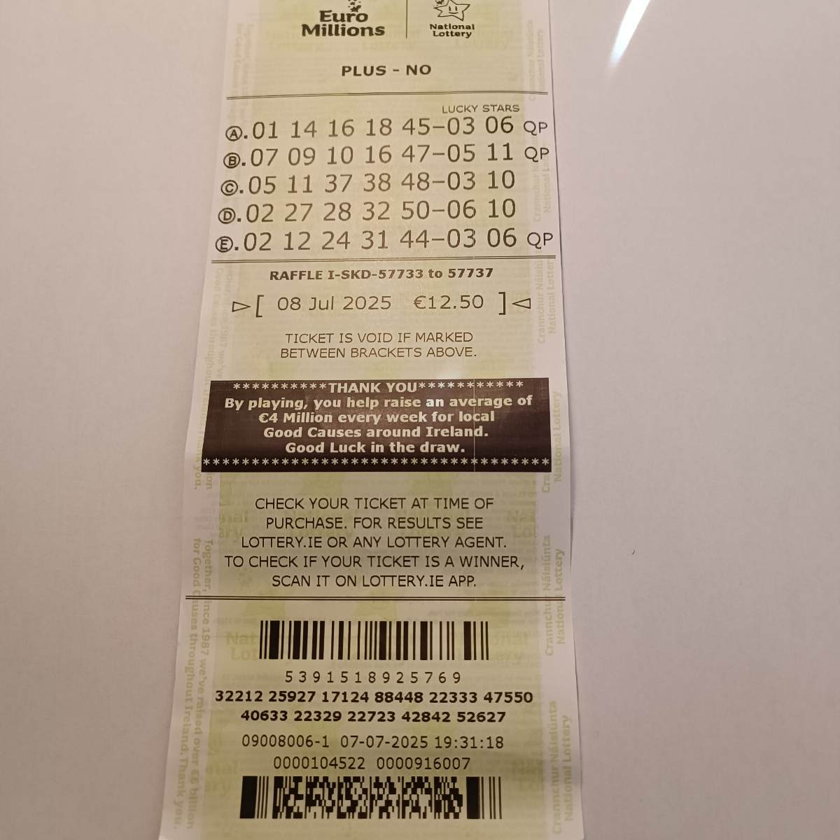 Lotto Euromillions Syndicate by Lucky Syndicates for the 08 July 2025 draw – Coupon 30