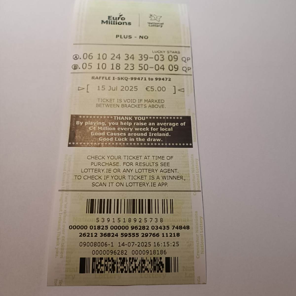 Lotto Euromillions Syndicate by Lucky Syndicates for the 15 July 2025 draw – Coupon 21