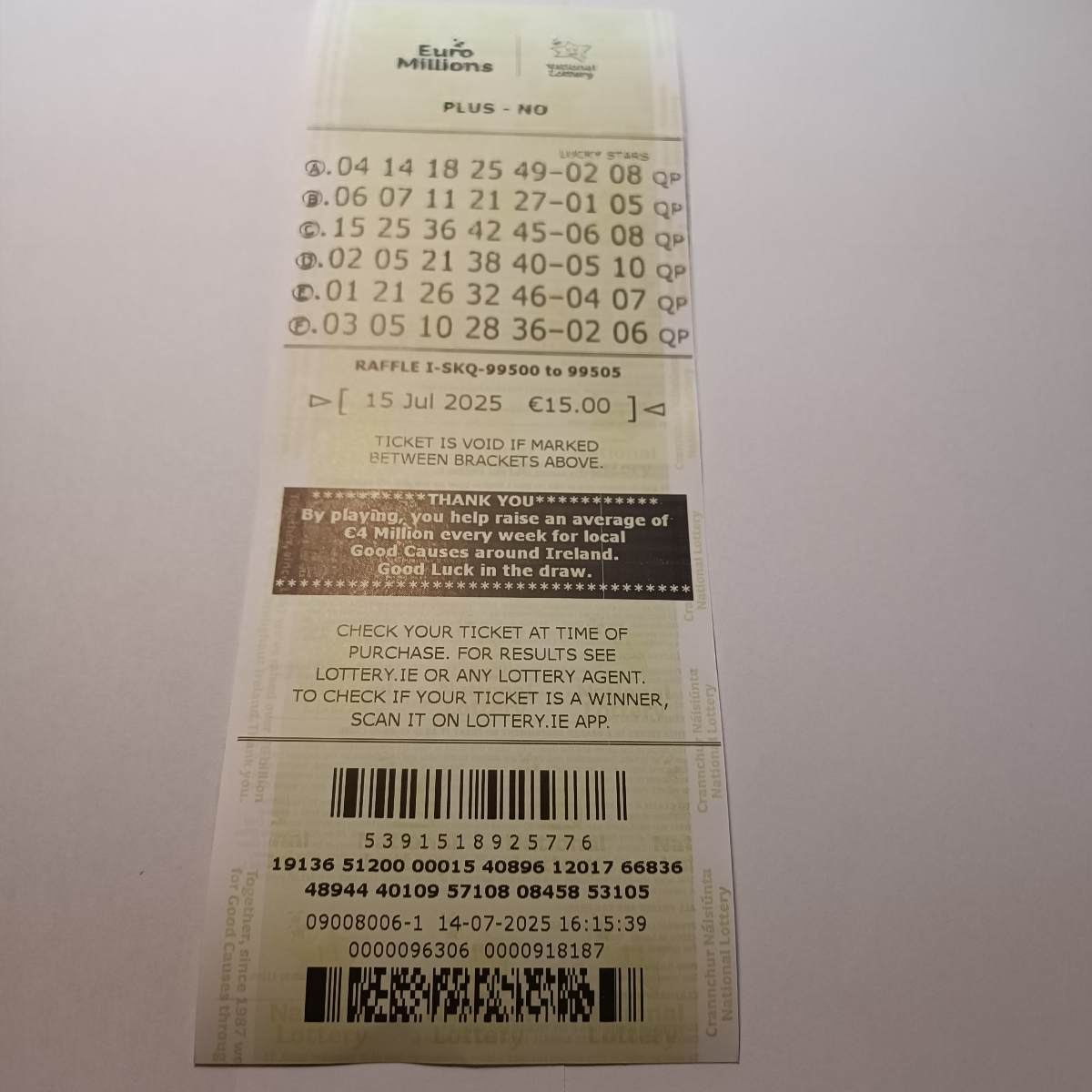 Lotto Euromillions Syndicate by Lucky Syndicates for the 15 July 2025 draw – Coupon 24