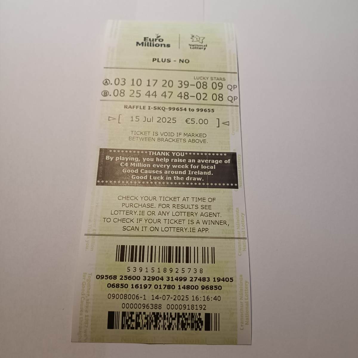 Lotto Euromillions Syndicate by Lucky Syndicates for the 15 July 2025 draw – Coupon 29