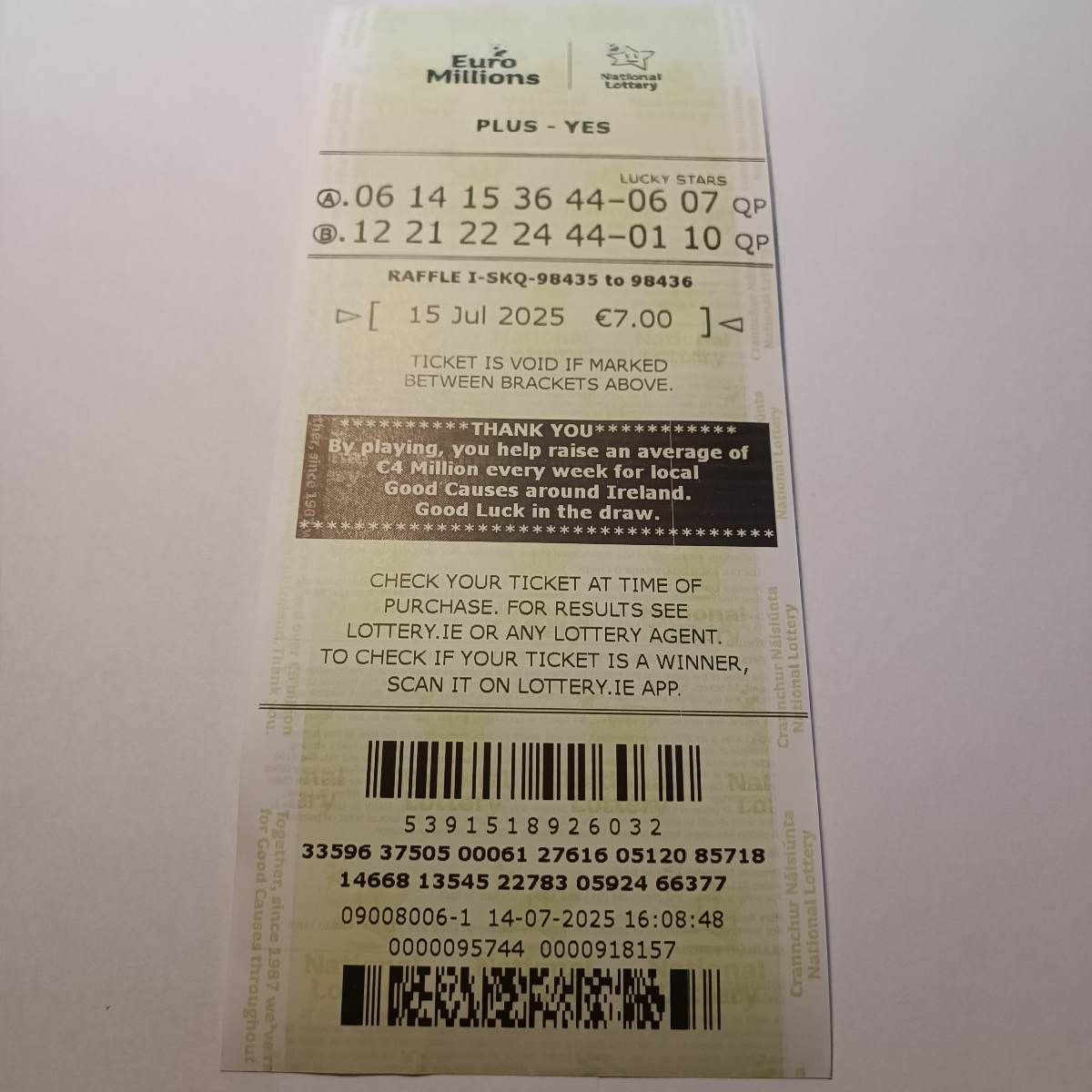 Lotto Euromillions Syndicate by Lucky Syndicates for the 15 July 2025 draw – Coupon 32