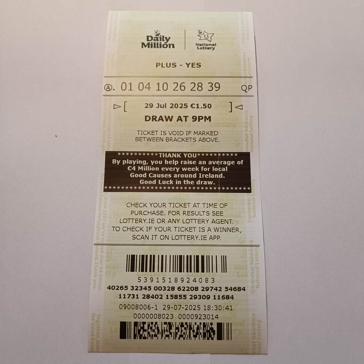 additional Euromillions Syndicate by Lucky Syndicates for the 29 July 2025 draw – Coupon 3