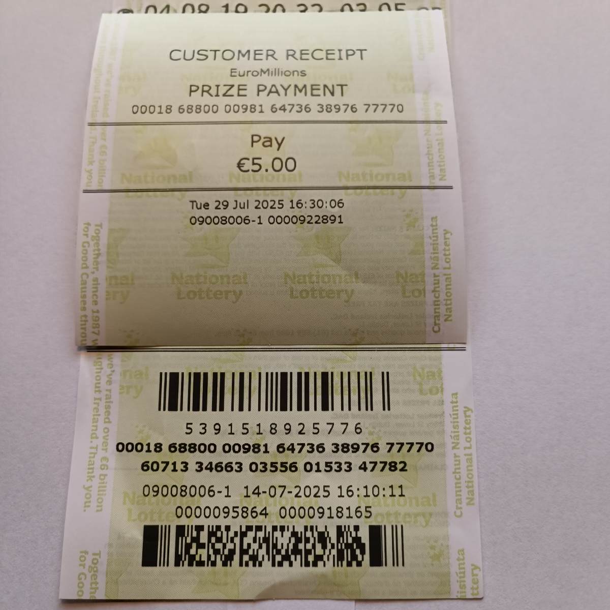 LMS Euromillions Syndicate by Lucky Syndicates for the 29 July 2025 draw – Coupon 1
