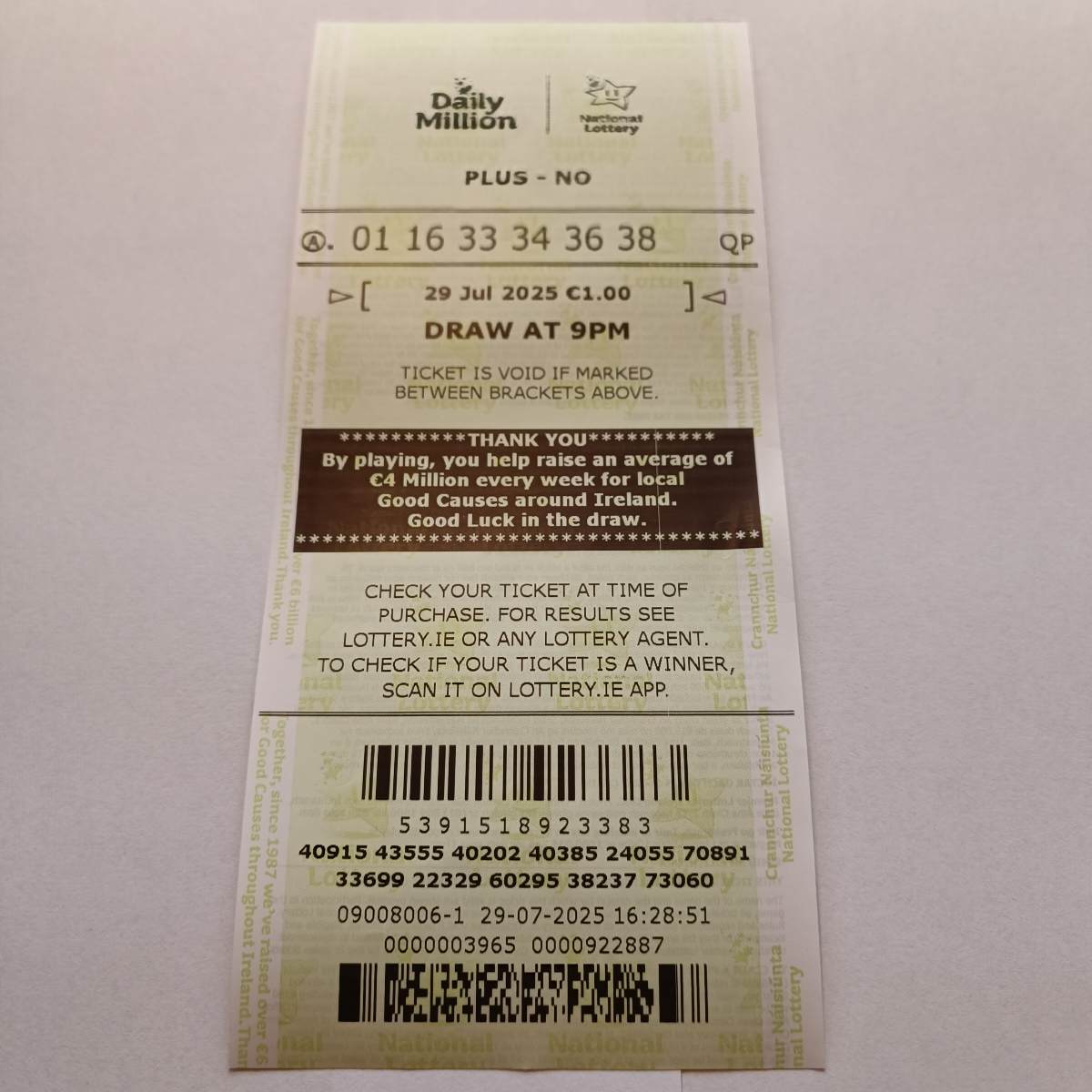 LMS Euromillions Syndicate by Lucky Syndicates for the 29 July 2025 draw – Coupon 5