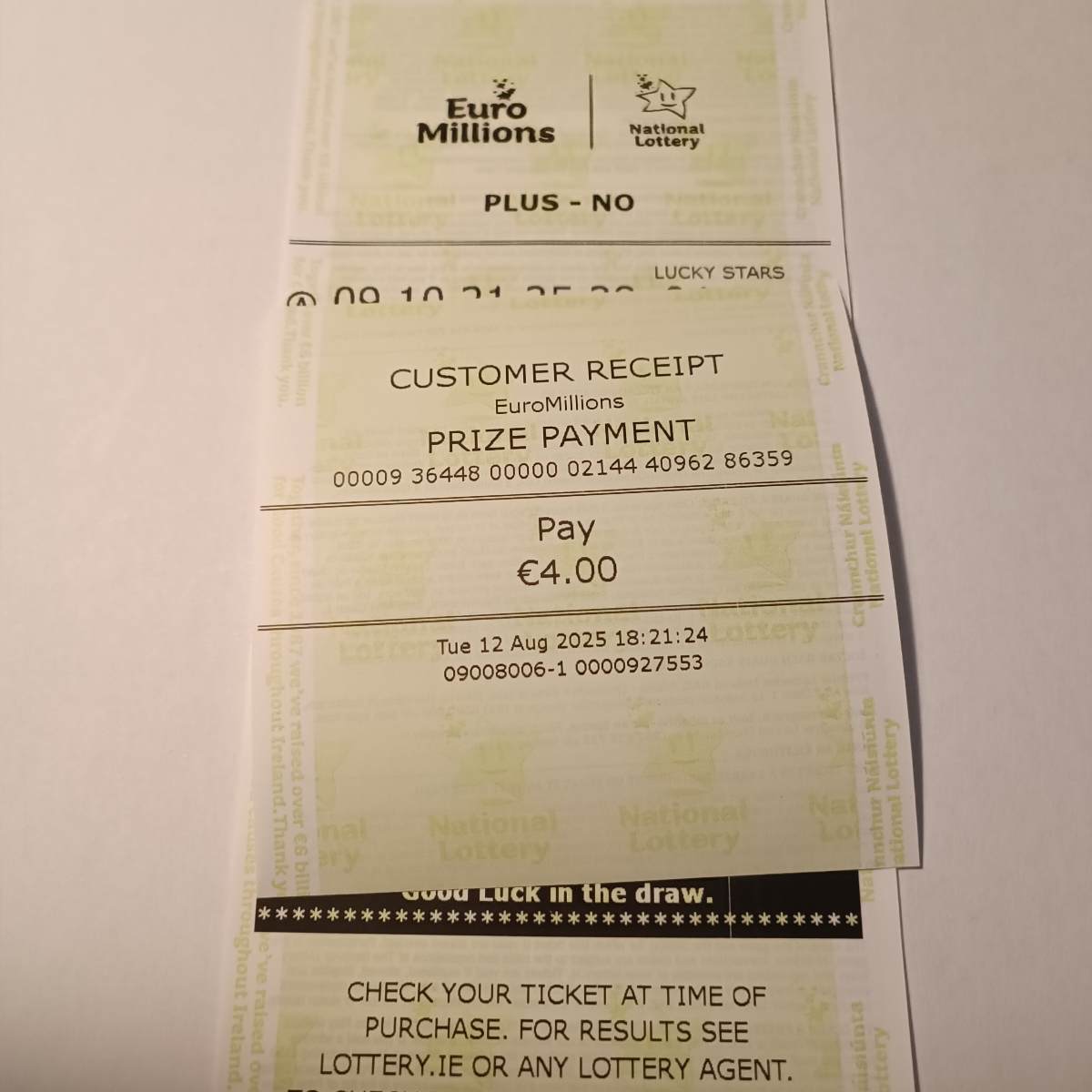 Lotto Euromillions Syndicate by Lucky Syndicates for the 12 August 2025 draw – Coupon 19