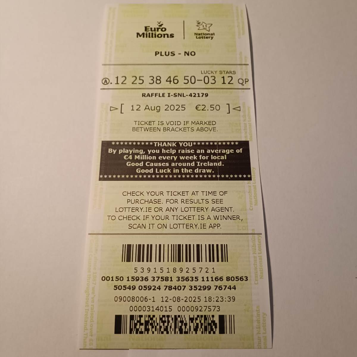 Lotto Euromillions Syndicate by Lucky Syndicates for the 12 August 2025 draw – Coupon 20